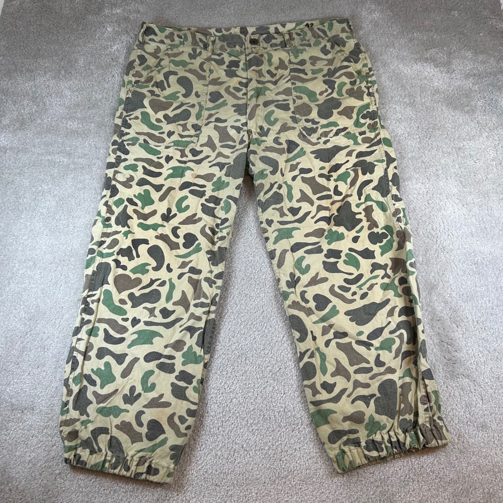 Vintage Frog Skin Camo Pants Mens 38 Green Duck Hunter Military Utility Joggers